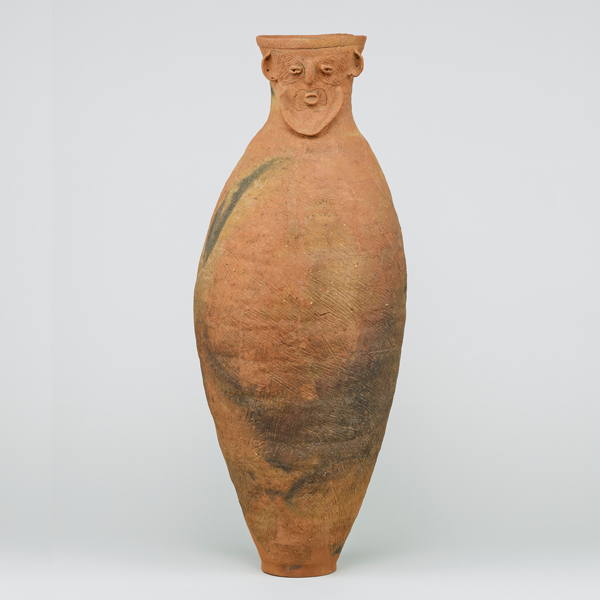 Image of "Jar with Human Face Ornament, Found at Ozakata Site, Ibaraki, Yayoi period, 2nd–1st century BC, Gift of Mr. Tanaka Kunio"