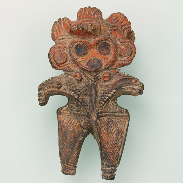 Image of "Clay Figurine ("Dogū") with an Owl-Like Face, Found at Shinpukuji Shell Mound, Saitama, Jōmon period, 2000–1000 BC (Important Cultural Property)"