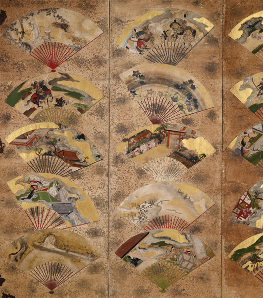 『扇面散屏風（部分・右隻）宗達派　江戸時代・17世紀山本達郎氏寄贈』の画像