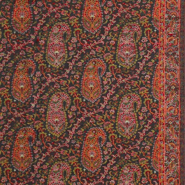 Image of "Shawl with Paisley Cones and Vines (detail), 19th century"