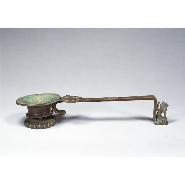 Image of "Incense Burner with a Weighted Handle in the Shape of a Chinese Lion, Nara period, 8th century"