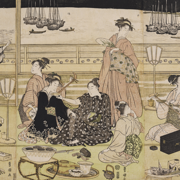 Image of "Banquet at the Shinagawa Pleasure Quarters (detail), By Utagawa Toyokuni, Edo period, 18th century (Important Art Object)"