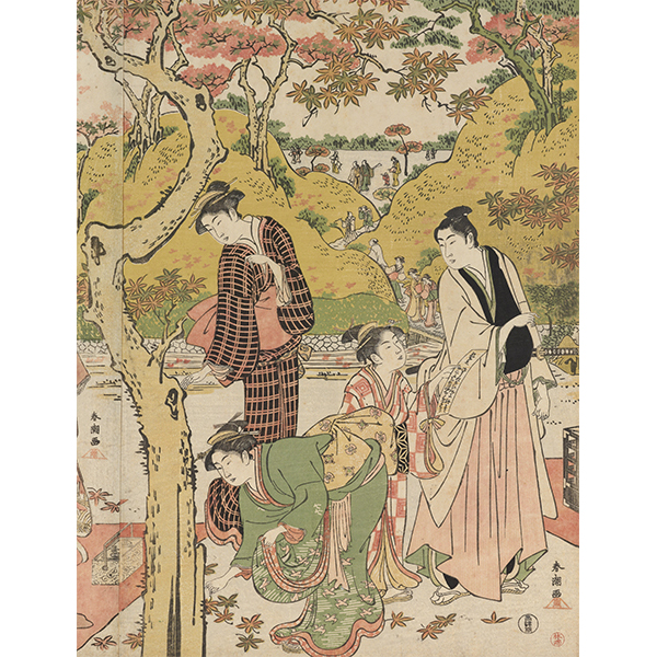 『海晏寺の紅葉狩（部分）勝川春潮筆　江戸時代・18世紀』の画像