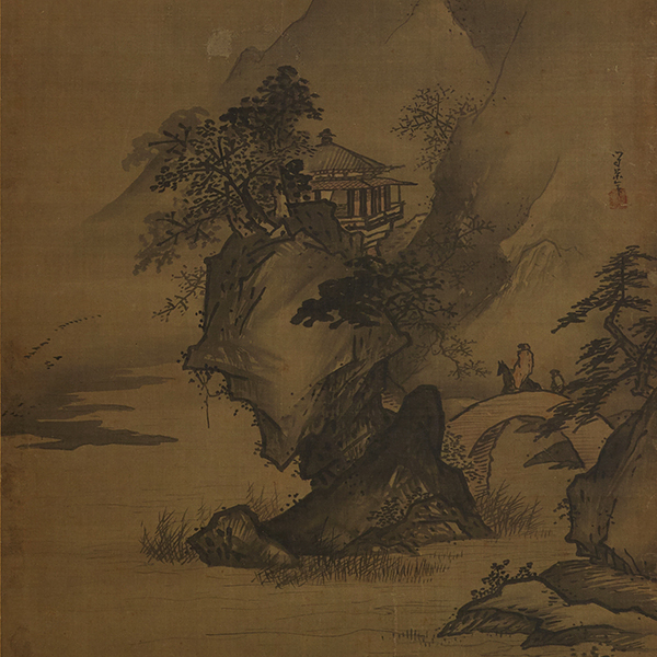 Image of "重要艺术品　山水图贴画屏风（局部）　久隅守景　江户时代 17世纪"