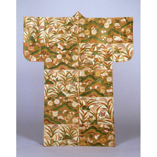Image of "Noh Costume (Nuihaku) with Chrysanthemums, Reeds, and WaterfowlPassed down by the Konparu Troupe, Azuchi-Momoyama period, 16th century (Important Cultural Property)"