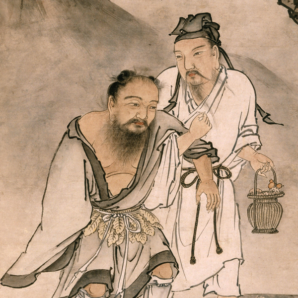 Image of "The Daoist Immortals Zhongli Quan and Lu Dongbin (detail), By Kojima Ryōsen; inscription by Rosetsu Yōha, Muromachi period, 16th century"