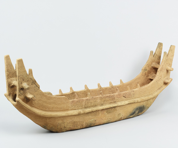 Image of "Tomb Sculpture (Haniwa): Boat, Found at Saitobaru Burial Mounds, Miyazaki, Kofun period, 5th century (Important Cultural Property)"