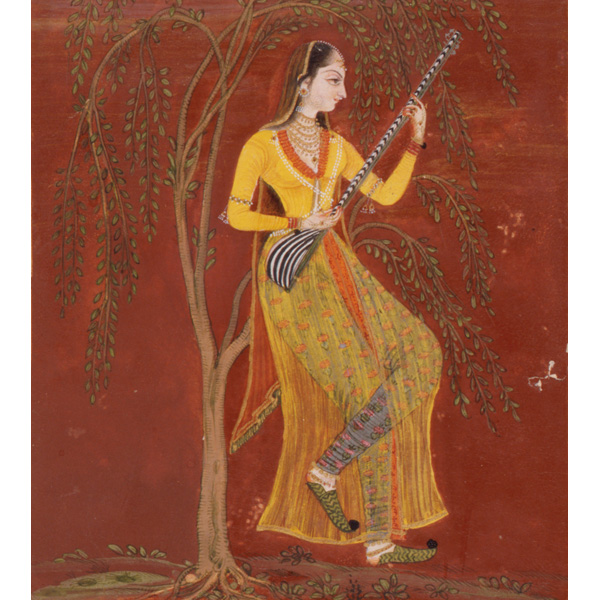 Image of "탐부라를 연주하는 여자（부분）　비카네르파　인도　18세기"