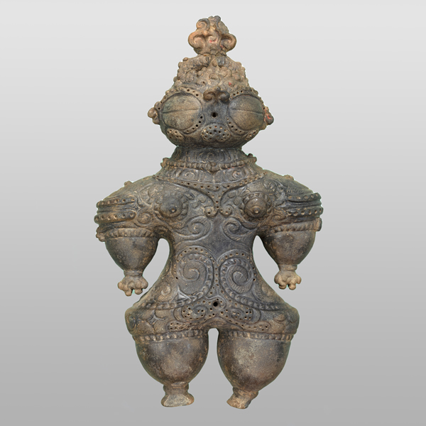 Image of "Clay Figurine (Dogu) with Goggle-Like EyesFound in Ōsaki City, Miyagi, Jomon period, 1000-400 BC (Important Cultural Property) "