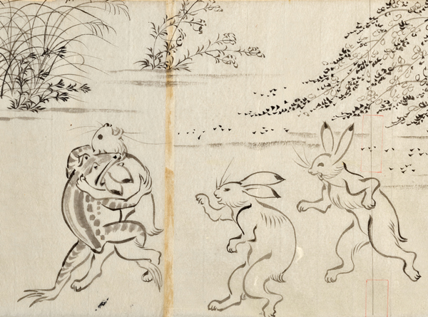 『鳥獣戯画（模本）（部分）前田貫業模　明治19年(1886)羽田孝之氏寄贈』の画像
