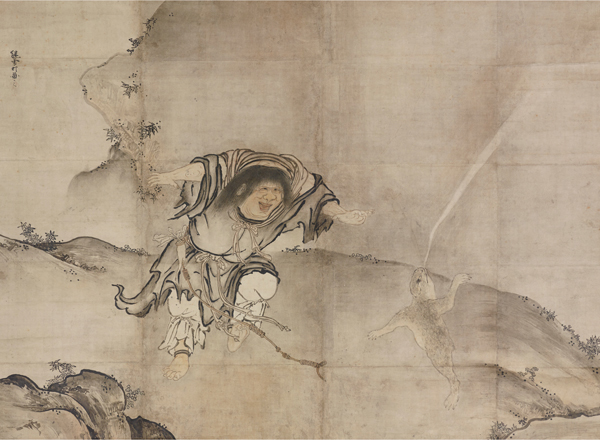 『蝦蟇鉄拐図（左幅）　雪村周継筆　室町時代・16世紀』の画像