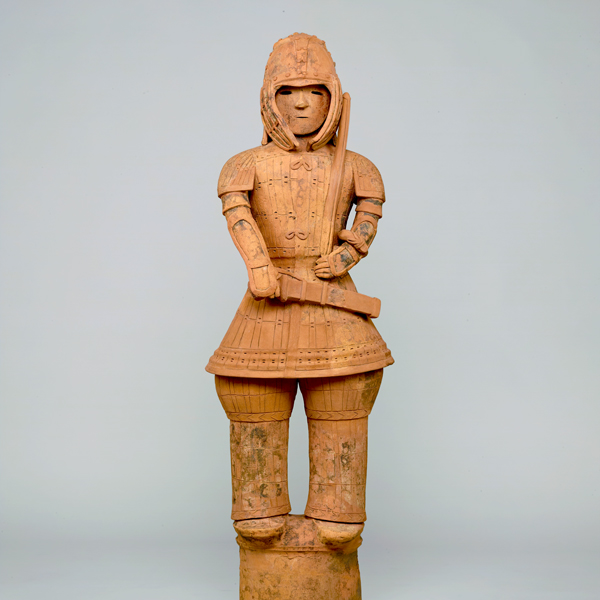 Image of "Tomb Sculpture (Haniwa): Warrior in Keikō ArmorFound in Ōta City, Gunma, Kofun period, 6th century (National Treasure)"
