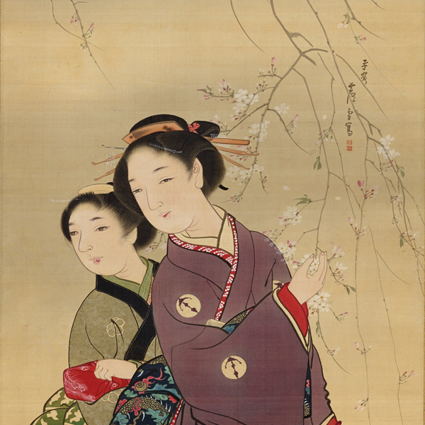 『桜下美人図（部分）長沢芦雪筆　江戸時代・18世紀』の画像