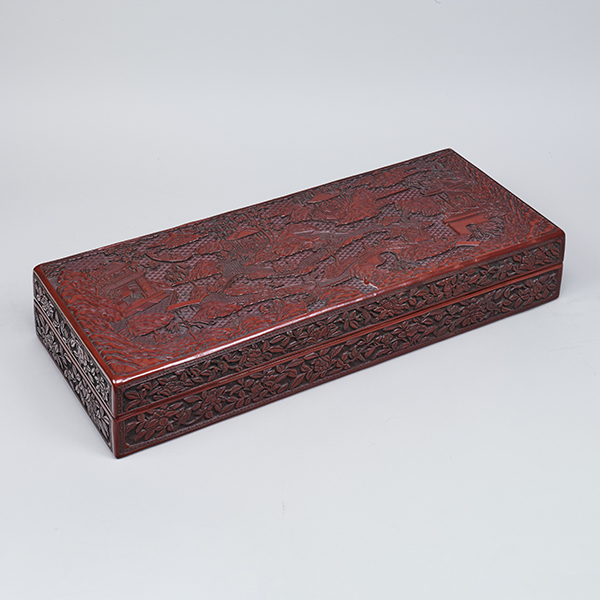 『蘭亭曲水宴堆朱長方形箱　中国　明時代・15～16世紀』の画像