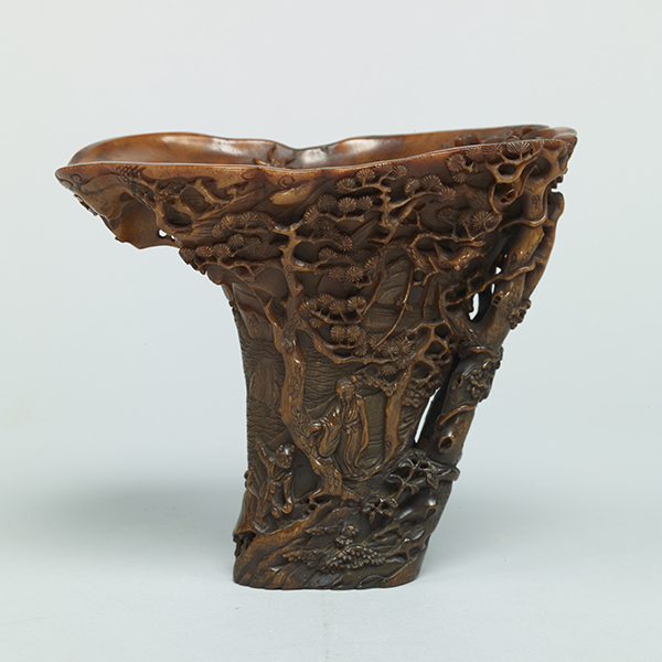 Image of "犀角雕山水人物纹杯　中国　清代 18世纪"