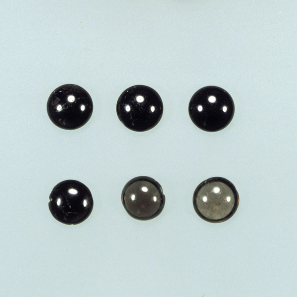 Image of "Ritual Objects Used to Consecrate the Site of Kōfukuji TemplePolished Black-Crystal Beads, Found under the dais of the Main Hall of Kōfukuji Temple, Nara, Nara period, 8th century (National Treasure)"