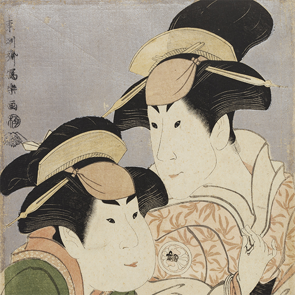 Image of "The Actors Segawa Tomisaburō II as Ōgishi Kurando's Wife Yadorigi and Nakamura Man'yo as her Maid Wakakusa (detail), By Tōshūsai Sharaku, Edo period, dated 1794 (Kansei 6) (Important Cultural Property)"