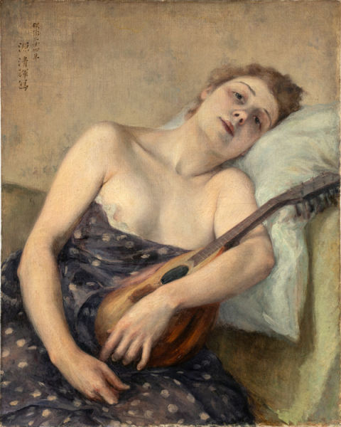 Image of "Woman with a MandolinBy Kuroda Seiki, Meiji era, 1891"