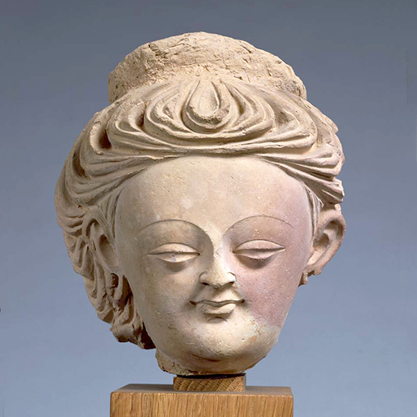 Image of "Head of a Bodhisattva, Tumushuk, China, 4th–5th century, Acquired through exchange with the Guimet Museum"