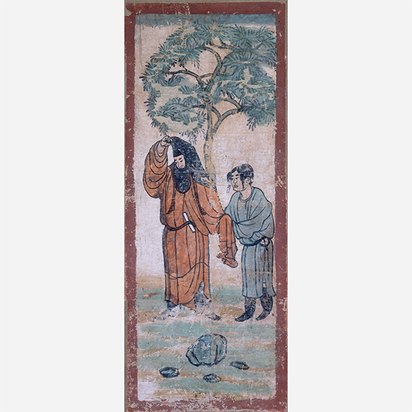 Image of "Figures under a Tree, Astana Karakhoja Tombs, China, Tang dynasty, 716 (Important Cultural Property)"