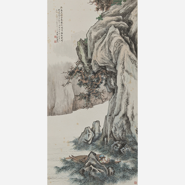 『倣李唐清湘漁父図軸　金城筆　中国　中華民国14年(1925)』の画像