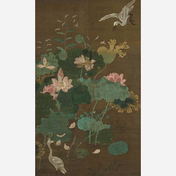 Image of "Lotus Pond and Waterfowl, Attributed to Gu Deqian, Southern Song dynasty, 13th century (Important Cultural Property)"