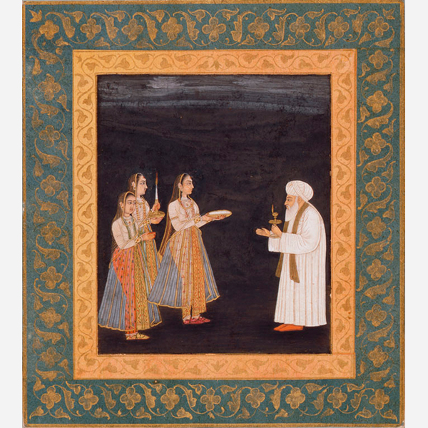 Image of "拜访圣职者的穆斯林女性们　地方莫卧儿派, 印度　17世纪下半叶-18世纪初"