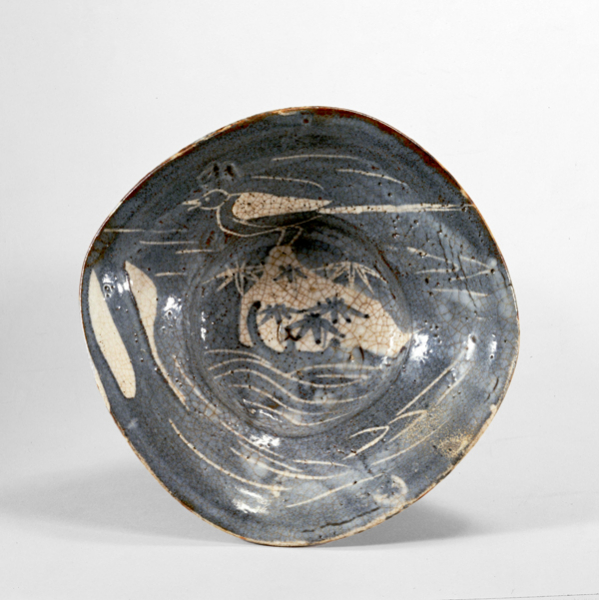 Image of "Bowl with a WagtailMino ware, Gray Shino style, Azuchi-Momoyama–Edo period, 16th–17th century (Important Cultural Property)"