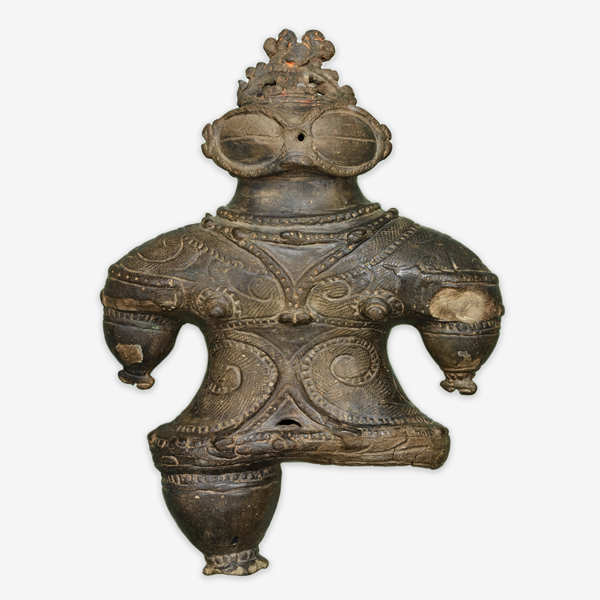 Image of "Clay Figurine (Dogū) with Goggle-Lie EyesFound in Tsugaru City, Aomori, Jōmon period, 1000–400 BC (Important Cultural Property)"