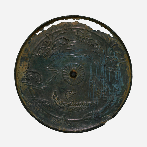 Image of "Mirror with Rabbits and WaterfowlFound at the Sakuradō Sutra Mound, Gifu, Heian period, 12th century (Gift of Mr. Yanagi Takashi)"