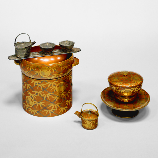 Image of "Hand-Washing Set with Bamboo, Wild-Ginger Crests, and Diamonds, Edo period, 1816"