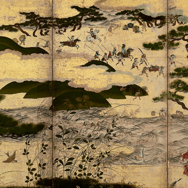Image of "Pine Trees on Seashore (detail), Muromachi period, 16th century (Important Cultural Property)"
