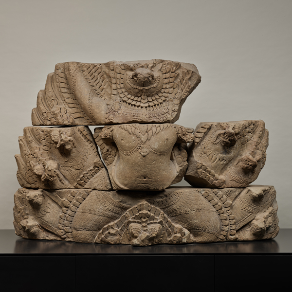 Image of "Garuḍa Riding a Nāga, From the Entrance of Baphuon and the Terrace of the Elephants, Cambodia, Acquired through exchange with the French School of the Far East, Angkor period, 12th–13th century"