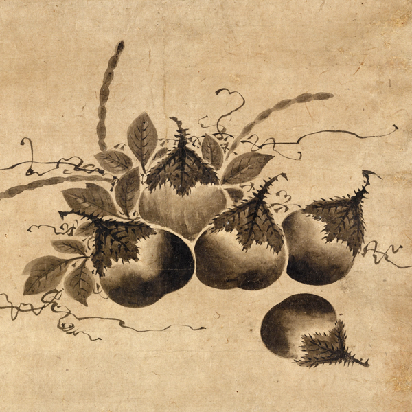 Image of "Eggplants (detail), By Kanō Hideyori, Muromachi period, 16th century"