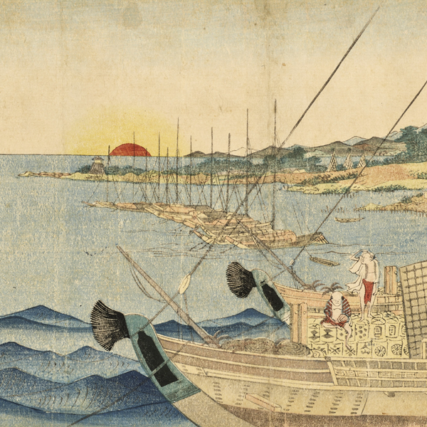 『初日の出（部分）勝川春英筆　江戸時代・18世紀』の画像