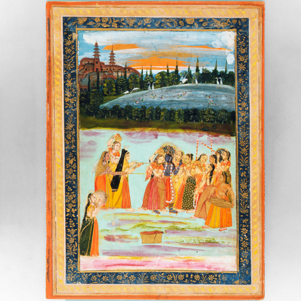 Image of "Krishna and Gopis at a Holi CelebrationBy the Lucknow school, India, Late 18th century"