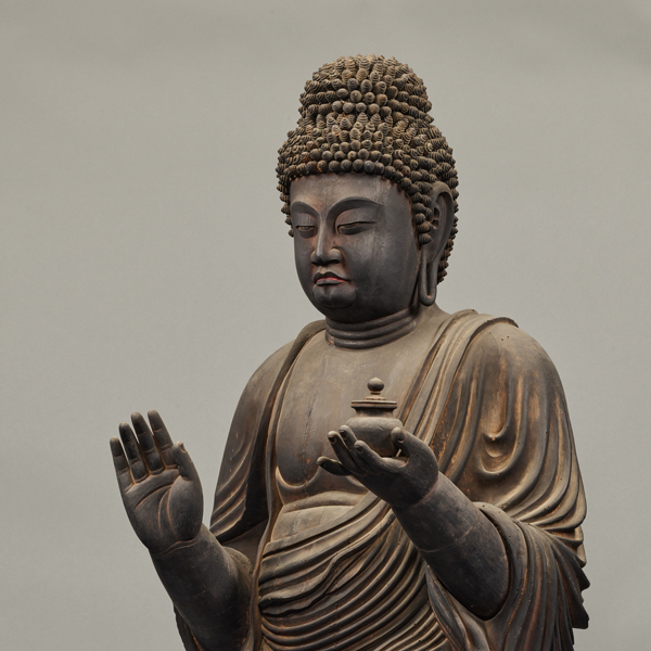 Image of "Buddha Yakushi (detail), Heian period, 8-9th century; Jingoji Temple, Kyoto (National Treasure)"